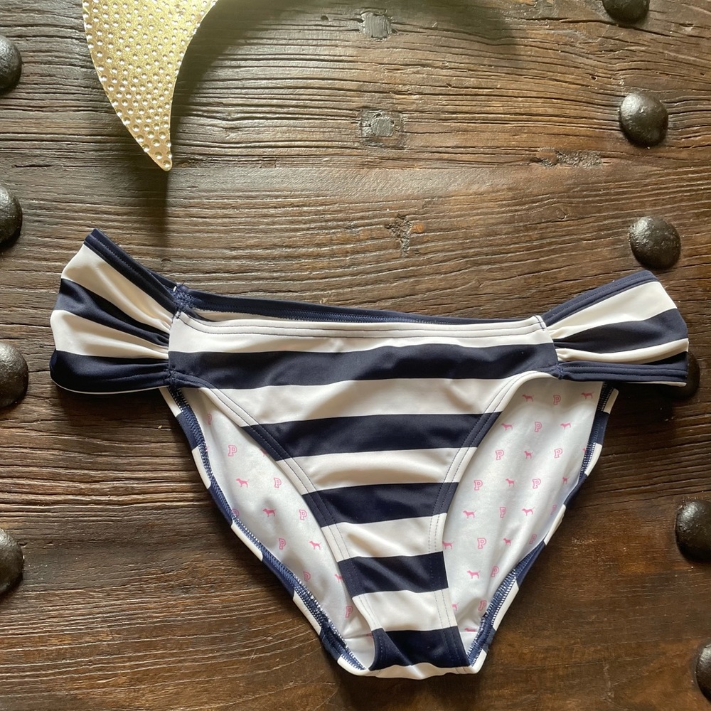 Victoria Secret Pink bikini navyblue stripe bottom
